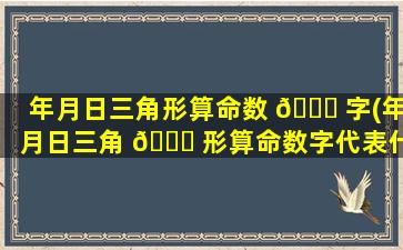 年月日三角形算命数 🐕 字(年月日三角 🐋 形算命数字代表什么)